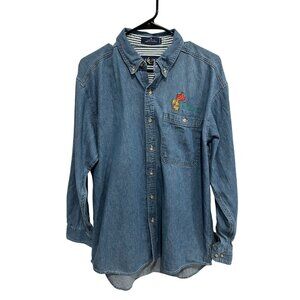 Vintage Luna Pier Vermont Button Up Denim Shirt Blue Sz Medium Cotton Retro